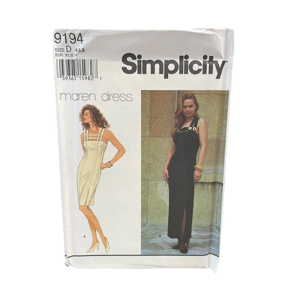 Simplicity 9194 Maren Dress Pattern Misses Size 4 6 8 Slim Fit Princess Seams